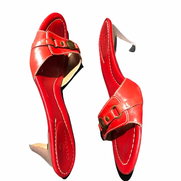 Cole Haan Women's Red Mule Kitten Heel Sandals 8.5 - Picture 4 of 9